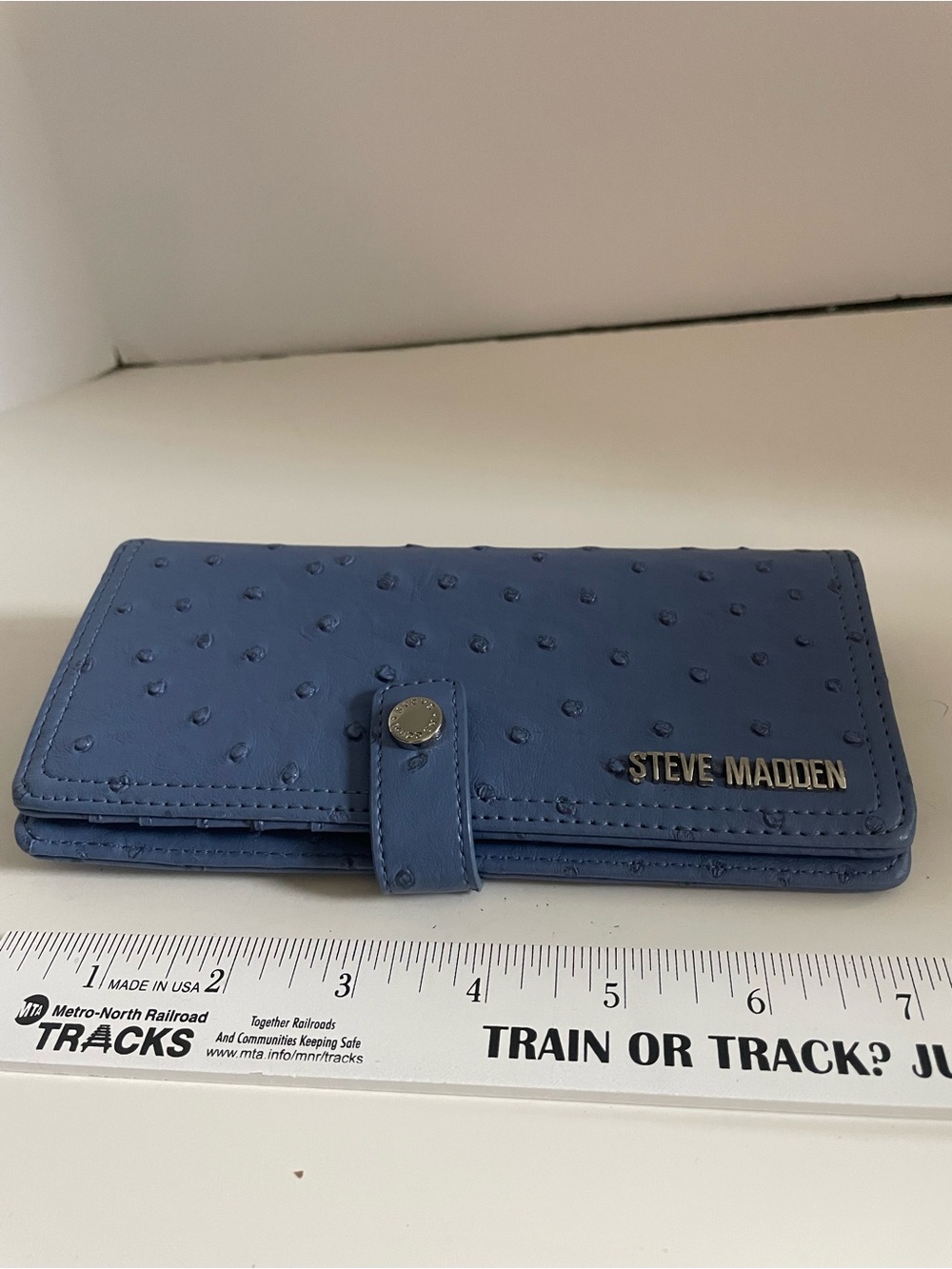 Steve Madden Perforated Blue Card Holder Wallet